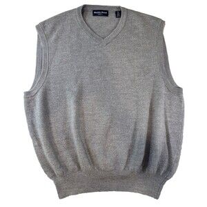 Austin Reed London Merino Wool Sweater Vest Mens XL Gray V Neck Classic Preppy